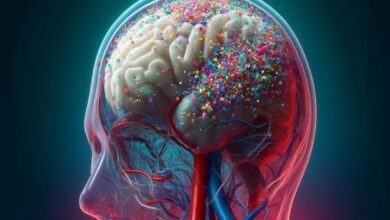 A brain of a person affected with Parkinson's disease