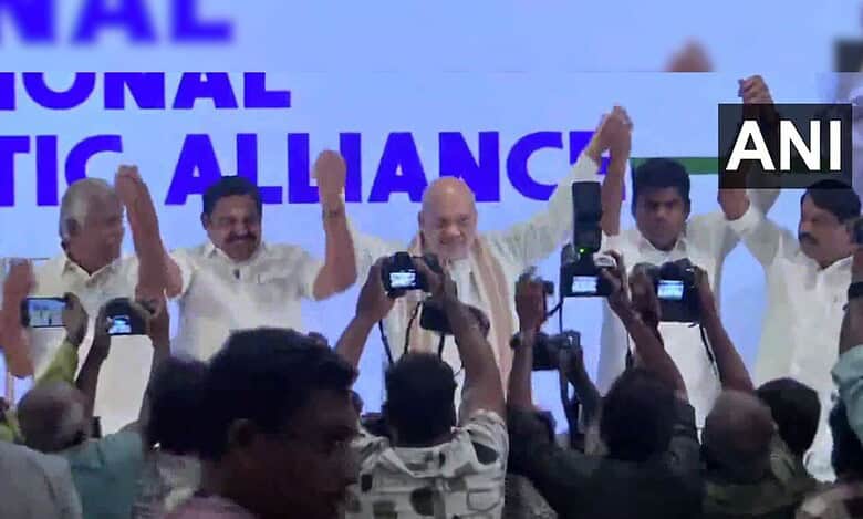 AIADMK and BJP leaders celebrate alliance in Tamil Nadu for 2026 polls