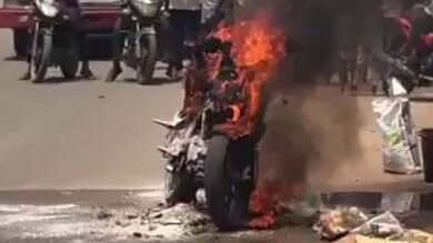 Bike catches fire in Kukatpally