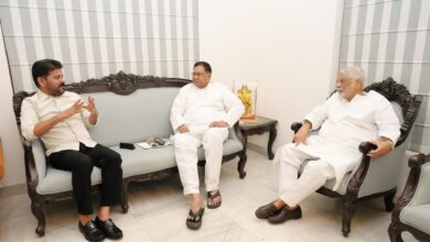 The image shows CM Revanth Reddy discussing 'Operation Kagaar' with senior Congress leaders in Hyderabad on Monday, April 28, 2025.