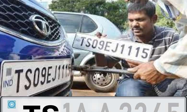 High security registration plates for vehicles made mandatory in Telangana.