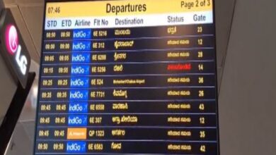 A display board at the Bangalore airport