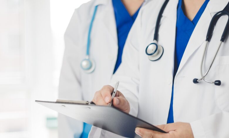 Representational Image of Hyderabad doctors wearing white coats and stethoscope