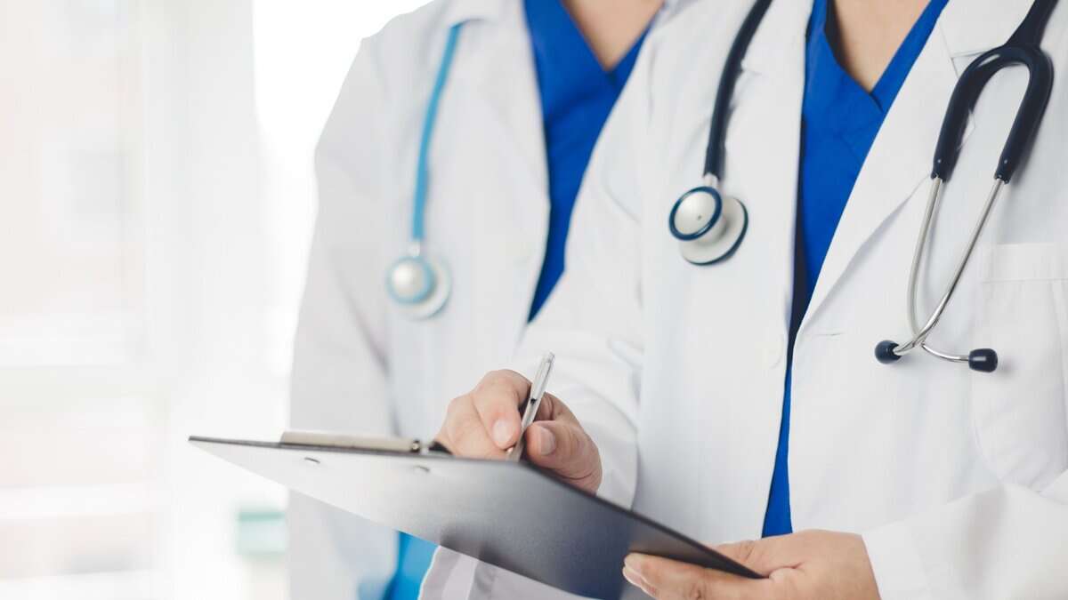Representational Image of Hyderabad doctors wearing white coats and stethoscope