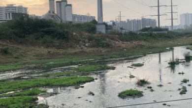 Encroachment of Gandipet Musi river by buildier.
