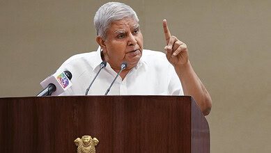 Jagdeep Dhankhar addressing a ceremony