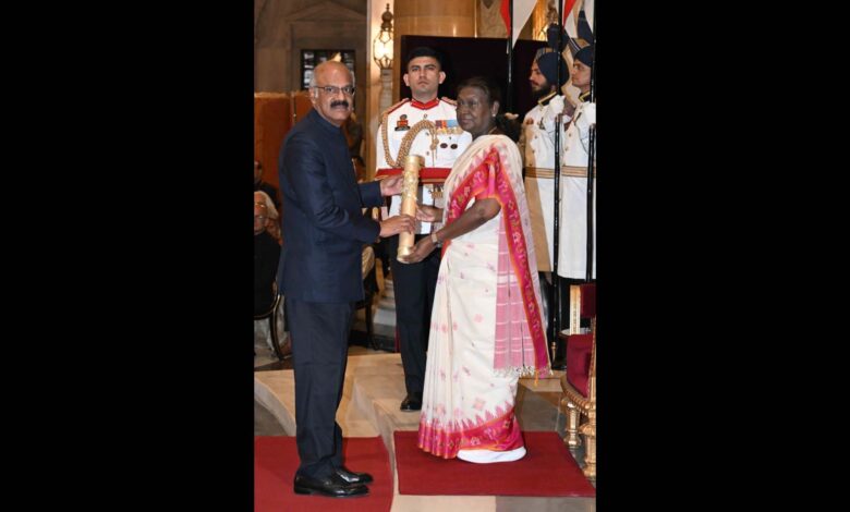 AIG Hospitals chairman Dr D Nageshwar Reddy receives the Padma Vibhushan award