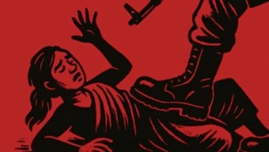 Adivasis and people's organiosations hold protest at Mulugu district collectorate demanding an end to Operation Kagaar in Chhattisgarh-Telangana border on April 30, 2025.