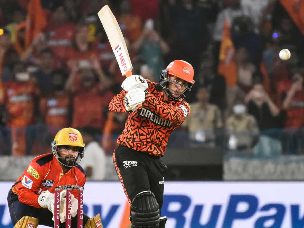 SRH Abhishek Sharma plays a shot during an IPL 2025
