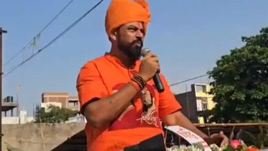 T Raja Singh speaking at Ram Navami Shobha Yatra in Hyderabad on Sunday
