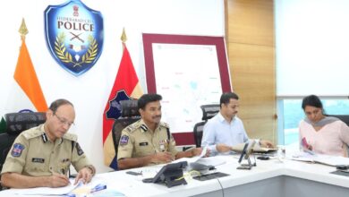 In this image, Hyderabad city police commisioner CV Anand reviews meeting with top officials on April 2025