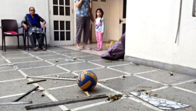 The image shows scattered glass inside the residence of of BJP leader Manoranjan Kalia on April 8, 2025