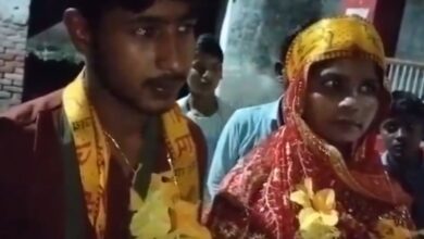 In the image, a man and a women in traditional Hindu wedding attire is seen, dated April 12, 2025