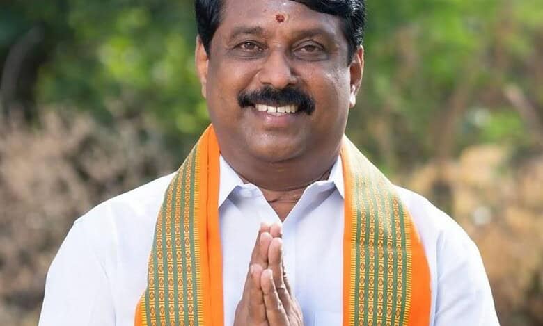 The image displays BJP leader Nainar Nagenthran. April 12, 2025