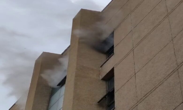 The image displays the picture of a fire accident at NIMS on Saturday