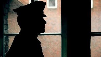 The image displays a representational image of police