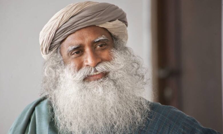 The image displays the picture of Isha Foundation founder and spiritual leader Sadhguru Jaggi Vasudev