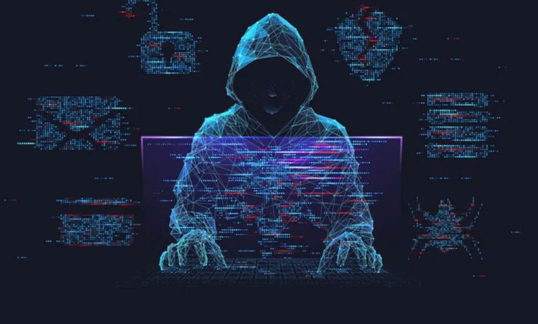 The image displays a picture of a representational image of cybercrime.