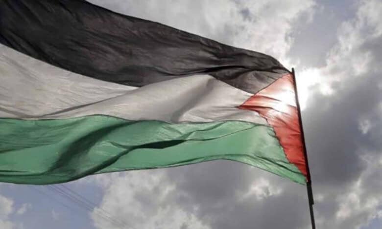 The image displays a picture of a representational image of a Palestine flag. April 27, 2025