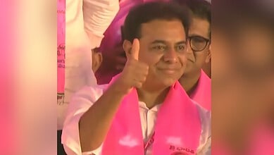The image displays a picture of BRS working president KT Rama Rao