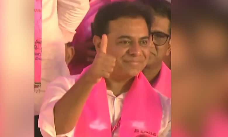 The image displays a picture of BRS working president KT Rama Rao