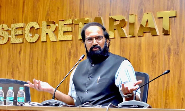 Irrigation minister N Uttam Kumar Reddy gives presentation on the final report of the National Dam Safety Authority on damage of Kaleshwaram Project on Tuesday, April 29.
