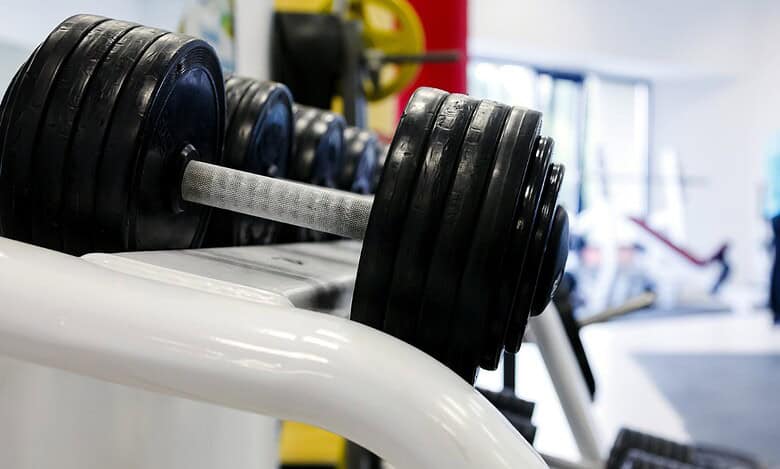 Dumbbell inside a Hyderabad gym where the trainer was fatally attacked