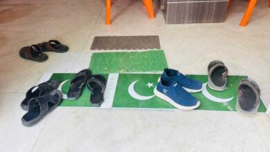 Flags pasted at Raja Singh’s Office