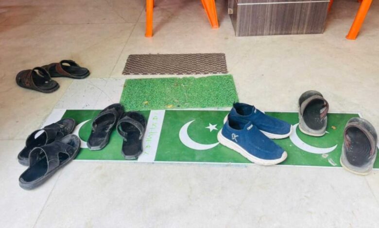 Flags pasted at Raja Singh’s Office