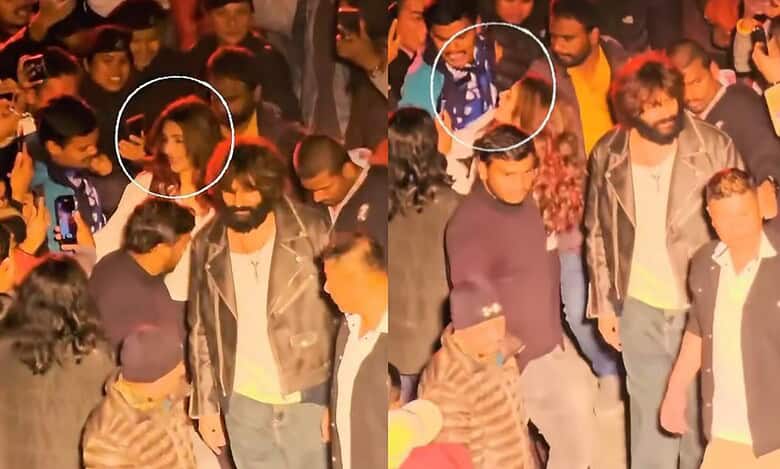 Shocking video shows man forcefully pulling Sreeleela in crowd