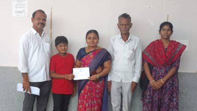 Swadesh Parikipandla with Vignaan and family submitting a petition for Gurukulam school admission support in Telangana.