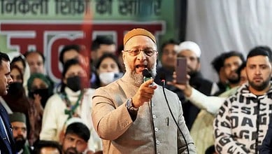 The image of All India Majlis-e-Ittehadul Muslimeen (AIMIM) Chief and Hyderabad Member of Parliament (MP) Asaduddin Owaisi. Owaisi skirts question of no place for Muslims in Telangana cabinet