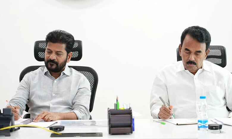 Telangana CM Revanth Reddy reviews arrangements for the Miss World 2025 pageant at the ICCC on Monday, May 5.