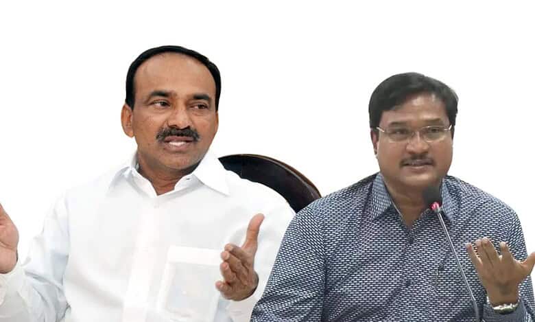 Malkajgiri BJP MP Etela Rajender (left) and HYDRAA commissioner AV Ranganath