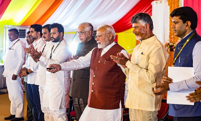 Modi re-launches Amaravati project; praises Naidu’s vision, pledges Centre’s support