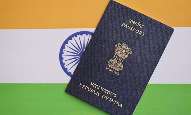 Representational image of an Indian passport with the national flag in the background.