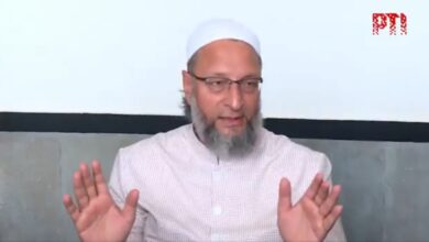 Hyderabad MP Asaduddin Owaisi addresses the media at Darussalaam