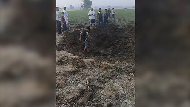 Unidentified object leaves crater in field in Punjab _ X