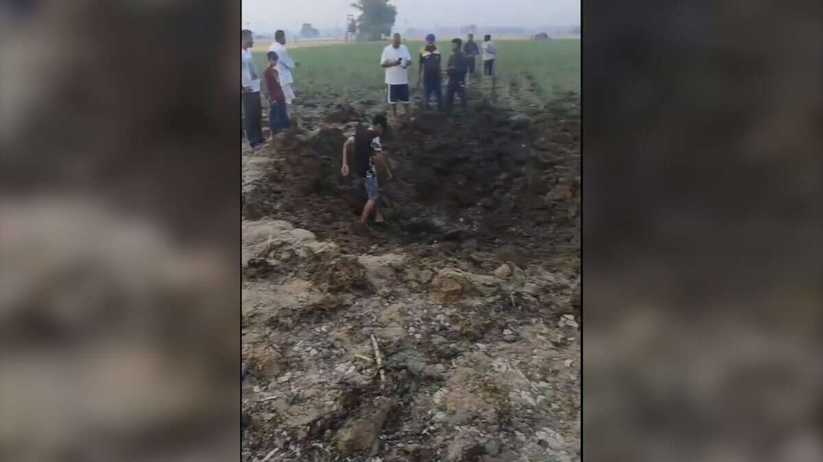 Unidentified object leaves crater in field in Punjab _ X