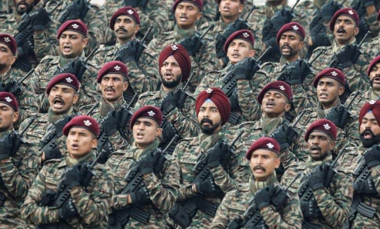 The image displays a picture of India Army officers