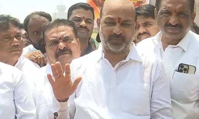 Union minister Bandi Sanjay Kumar addresses the media in Karimnagar on May 4 2025