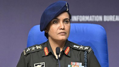 The image displays a picture of Army officer Colonel Sofia Qureshi