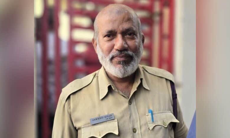 The image displays a picture of home guard Jaweed Khan