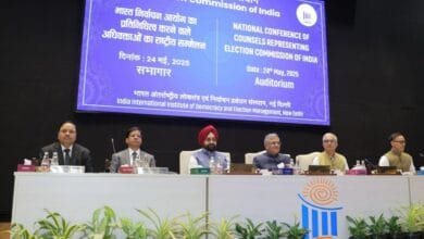 The image displays a picture of Chief Election Commissioner of India Gyanesh Kumar at the two day national conference in New Delhi