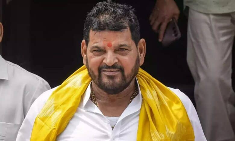 The image displays a picture of former WFI chief Brij Bhushan Singh