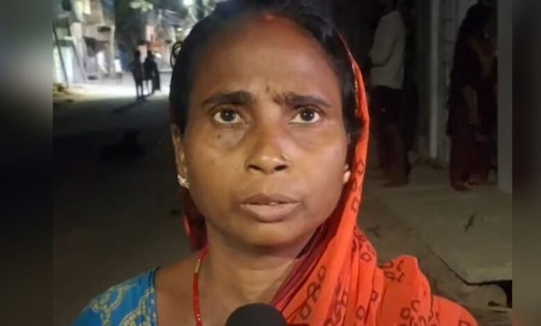 The image displays a picture of a Dalit woman
