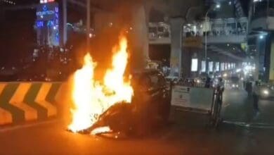 Car catches fire near Raidurg metro