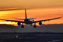 flight landing at airport