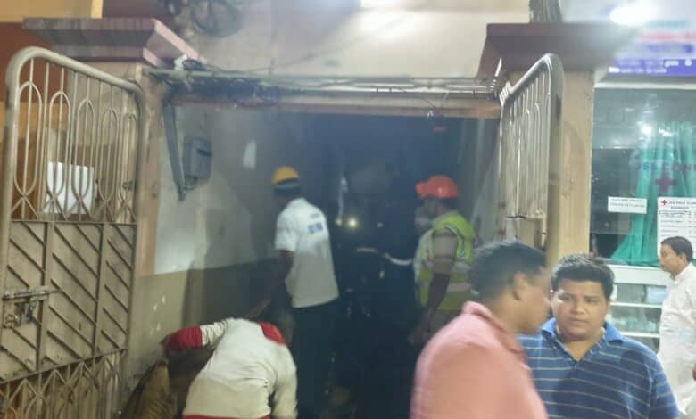 Fire breaks out at residential building in Moghalpura, Hyderabad.