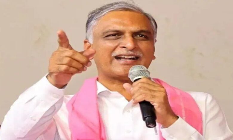 BRS MLA T Harish Rao addresess a meeting
